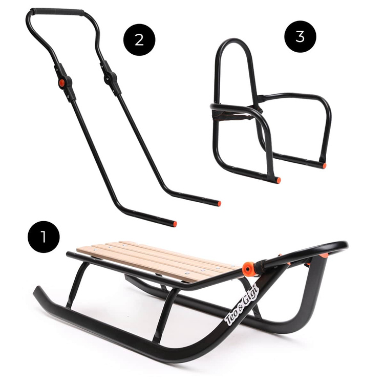 Sanki z pchaczem i oparciem teo&gigi ALL SEASONS z kółkami, podnóżkami i mufką #535