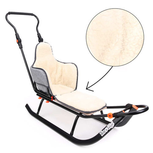 Sanki dziecięce teo&gigi ALL SEASONS Z MATERACYKIEM SZARY LEN Z WEŁNĄ #401