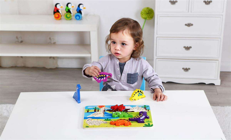 TOOKY TOY Grube Puzzle Dinozaury Dopasuj Kształty