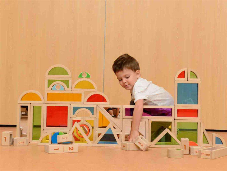 Klocki Tęczowe Zestaw 58 Sztuk Kolorowe Szkiełka Akrylowe Masterkidz