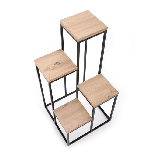 Kwietnik Loft metalowy Czarny Dąb Artisan CUBE Slim 4/70 