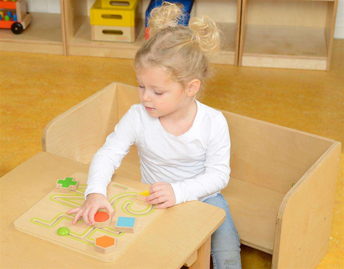 Labirynt Przesuwany Figury Geometryczne Drewniana Tabliczka Masterkidz Łamigłówka