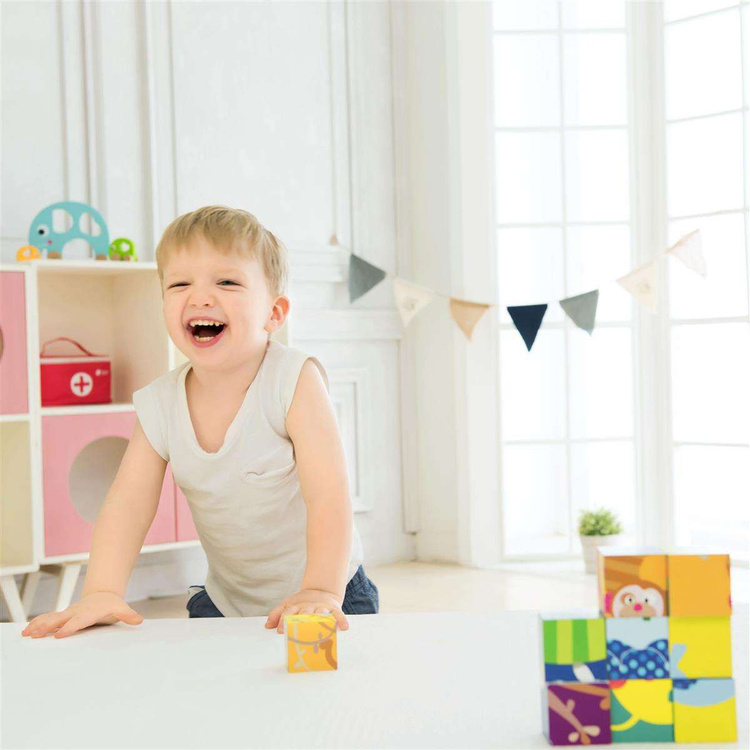 Puzzle Klocki Drewniane Kwadratowe Dzikie Zwierzęta Classic World