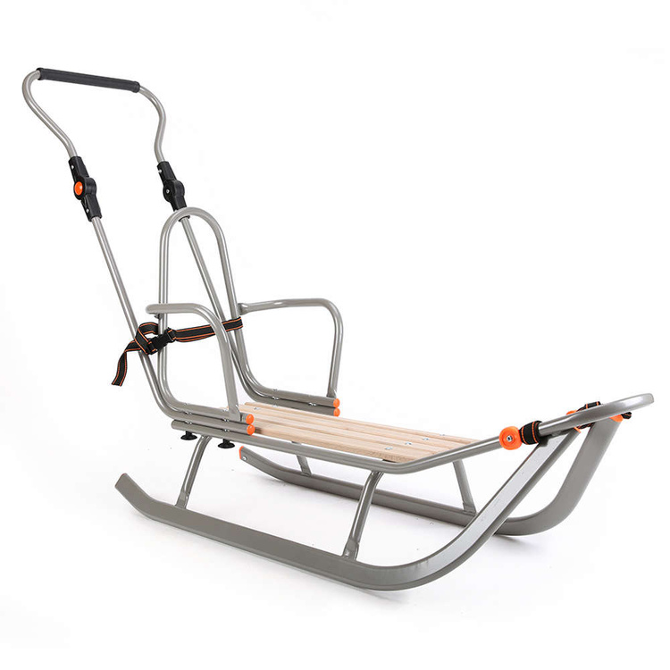 Sanki dziecięce profil z pchaczem i oparciem SREBRNE