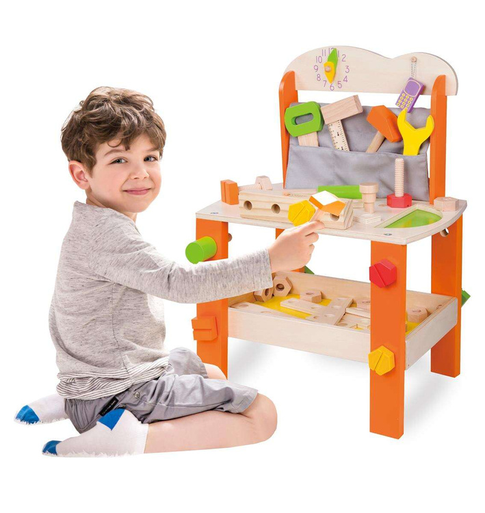 Drewniany warsztat z narzędziami Classic World 37 elementów