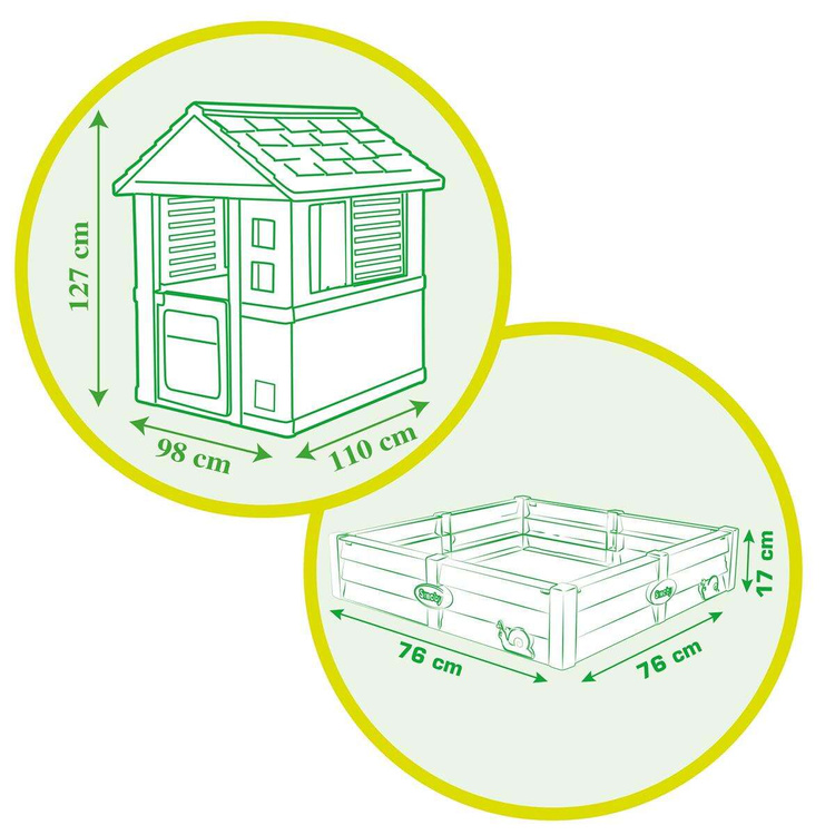 SMOBY Domek Ogrodowy Zielony + Piaskownica