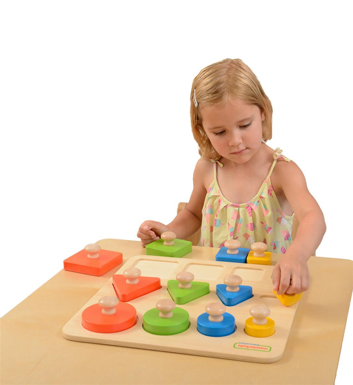 Drewniany Sorter Kształtów Wielkości Kolorów Masterkidz