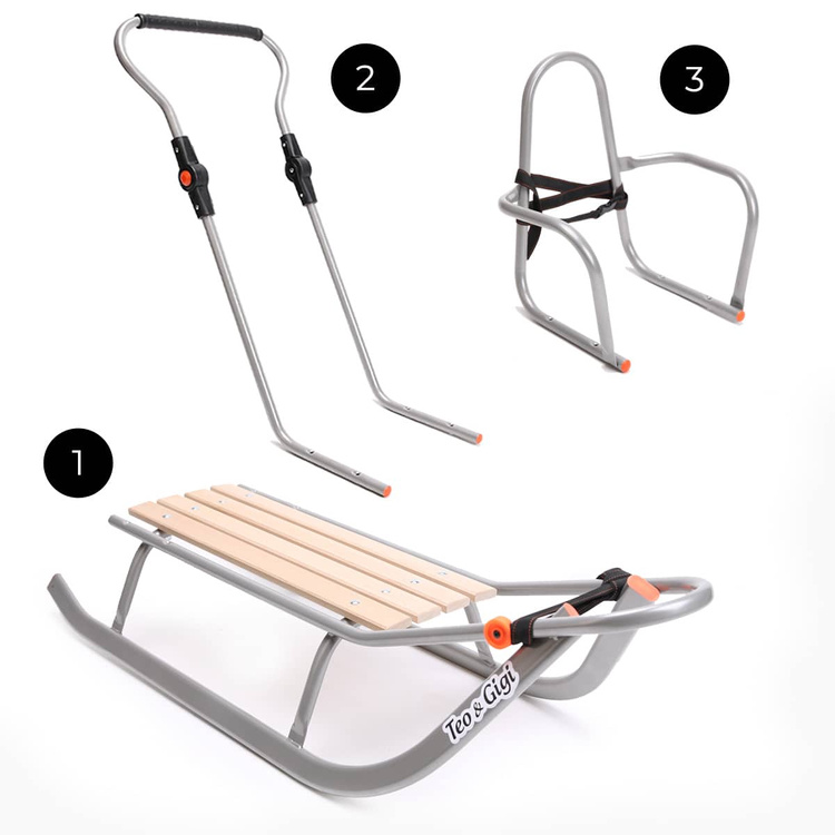 Sanki dziecięce teo&gigi ALL SEASONS z kółkami, podnóżkami i mufką  #510