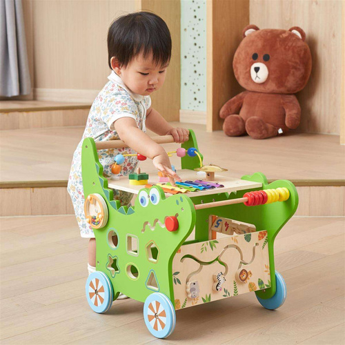 VIGA Drewniany Pchacz Edukacyjny Krokodylek 12w1