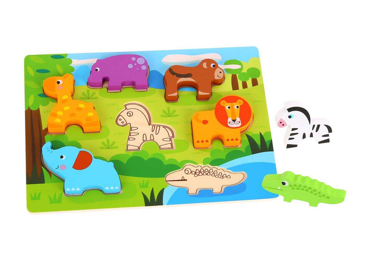 TOOKY TOY Grube Puzzle 3D Zwierzęta Dopasuj Kształty Układanka