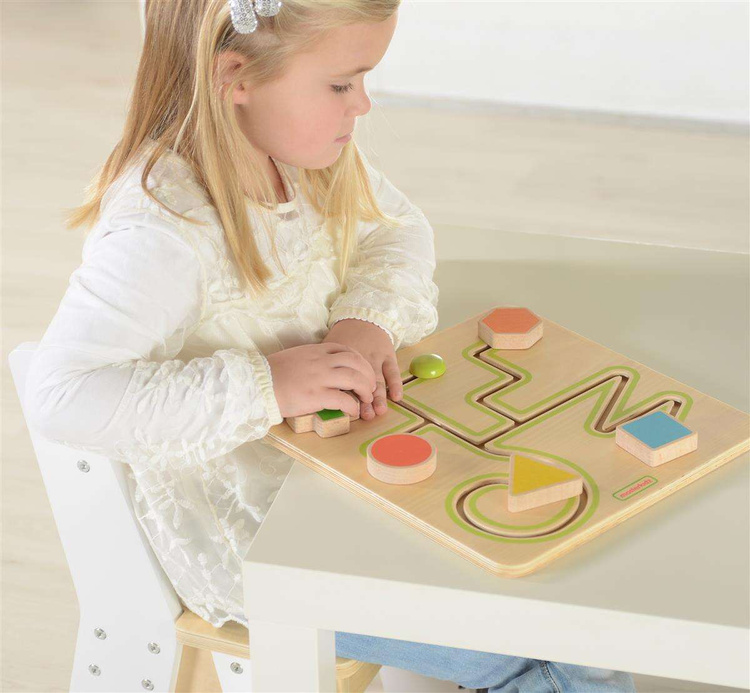 Labirynt Przesuwany Figury Geometryczne Drewniana Tabliczka Masterkidz Łamigłówka