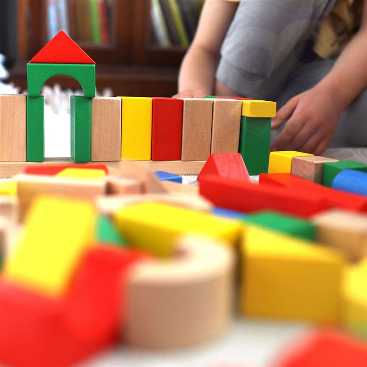 TOOKY TOY Drewniane Kolorowe Klocki Do Układania Figury Montessori