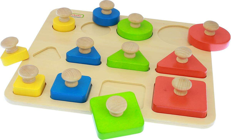 Drewniany Sorter Kształtów Wielkości Kolorów Masterkidz