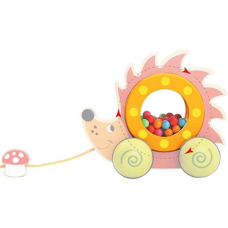 TOOKY TOY Drewniany Jeż Do Ciągnięcia Za Sznureczek z Kuleczkami