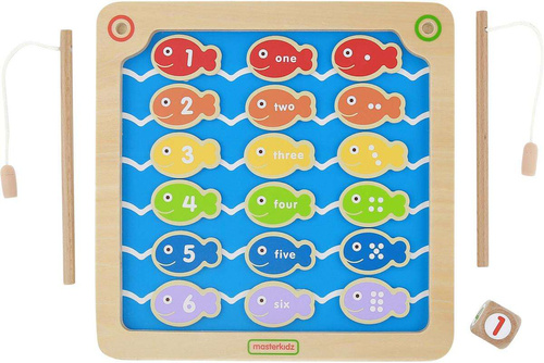 Łowienie Rybek Drewniana Zabawka Edukacyjna Cyferki Kolory Masterkidz