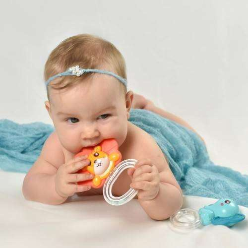 WOOPIE BABY Zabawka Sensoryczna 2w1 Grzechotka Gryzak Lew