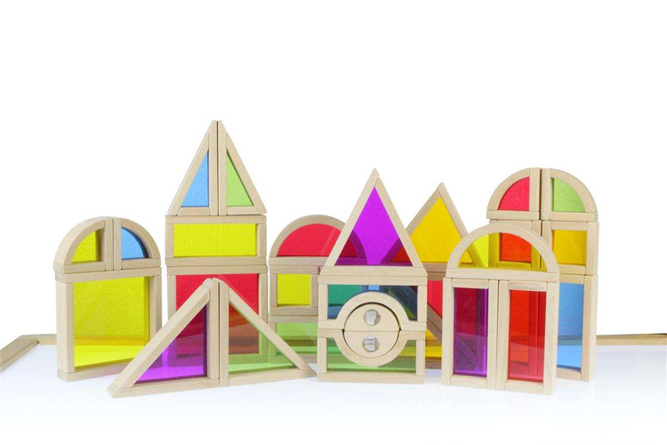 Tęczowe Klocki Zestaw 30 Elementów Kolorowe Szkło Masterkidz