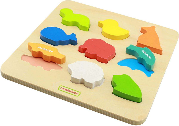 Drewniany Sorter Kształtów Masterkidz Kolorowe Zwierzątka