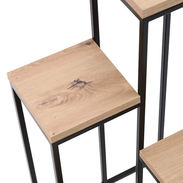 Kwietnik Loft metalowy Czarny Dąb Artisan CUBE Slim 4/70