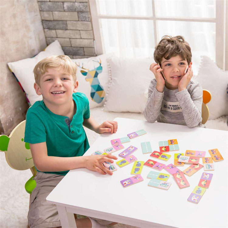 Drewniana układanka Gra Domino z pojazdami Classic World