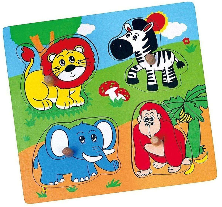Drewniane Puzzle Zwierzęta ZOO Układanka Niespodzianka Viga Toys