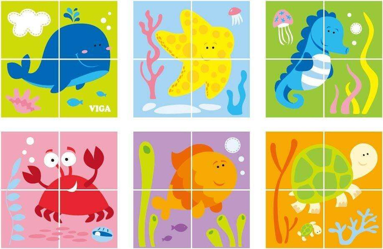 Drewniana układanka Morze Puzzle Viga Toys 4 klocki