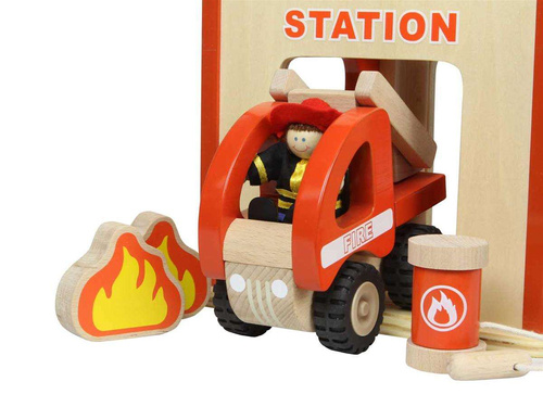 Mini Remiza Strażacka Drewniany Zestaw Masterkidz