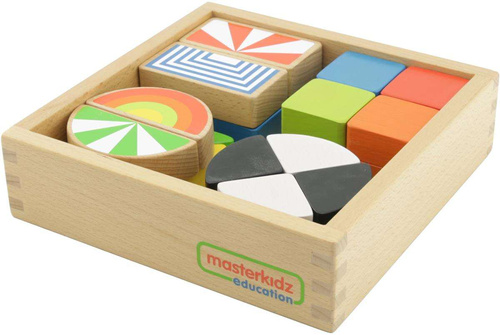 Zestaw Kolorowe Klocki Dla Dzieci Drewniane 24 Sztuki Masterkidz