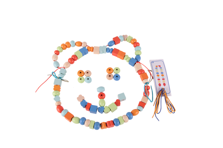 CLASSIC WORLD Drewniane Koraliki Do Nawlekania 96 elementów