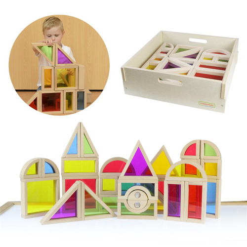 Tęczowe Klocki Zestaw 30 Elementów Kolorowe Szkło Masterkidz