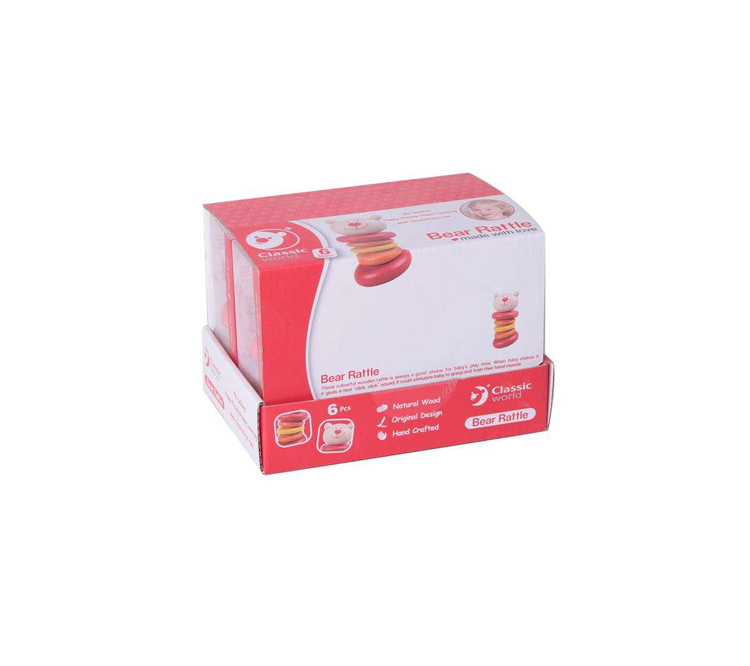 Grzechotka Classic World Drewniana Grzechotka Miś