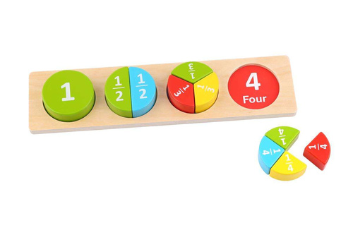 TOOKY TOY Drewniane Puzzle Edukacyjne Okrągłe Nauka Ułamków Matematyki