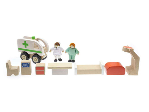 Mini Szpital Drewniany Zestaw Masterkidz Makieta
