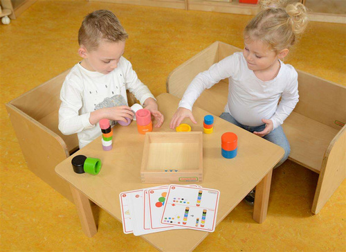 MASTERKIDZ Kolorowe Drewniane Klocki i Kubeczki Okrągłe