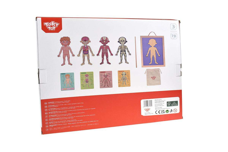 Tooky Toy Drewniane Puzzle Montessori Magnetyczne Nauka Anatomia Człowieka 78el.