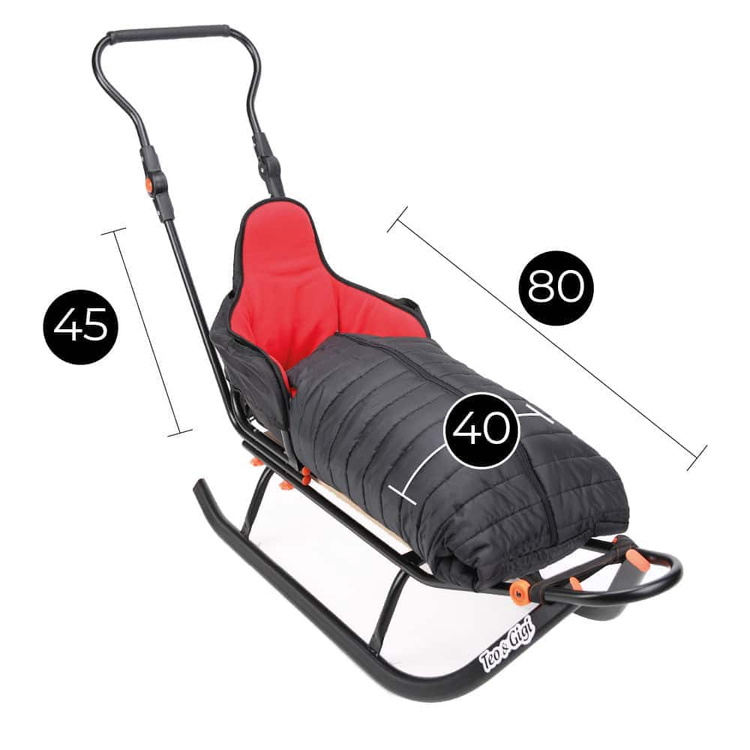 Sanki dziecięce teo&gigi SMART LINE z kółkami, podnóżkami i mufką #801