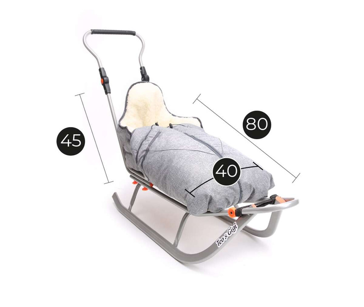 Sanki dziecięce teo&gigi ALL SEASONS z kółkami, podnóżkami i mufką  #510