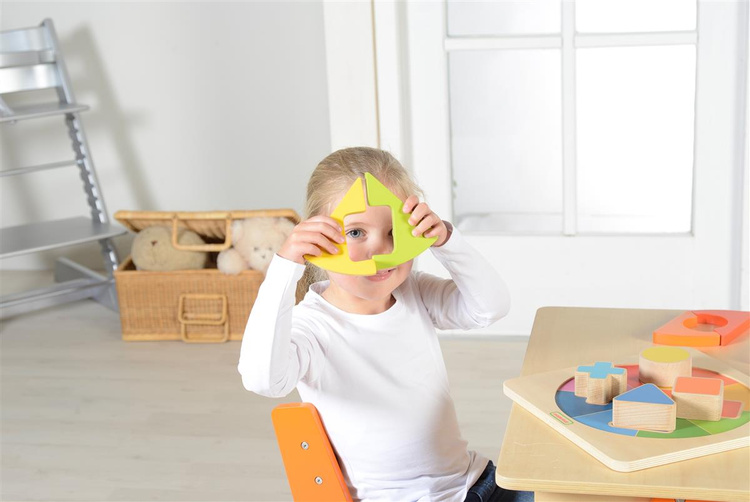 Kolorowa Drewniana Układanka Geometryczna Puzzle Masterkidz