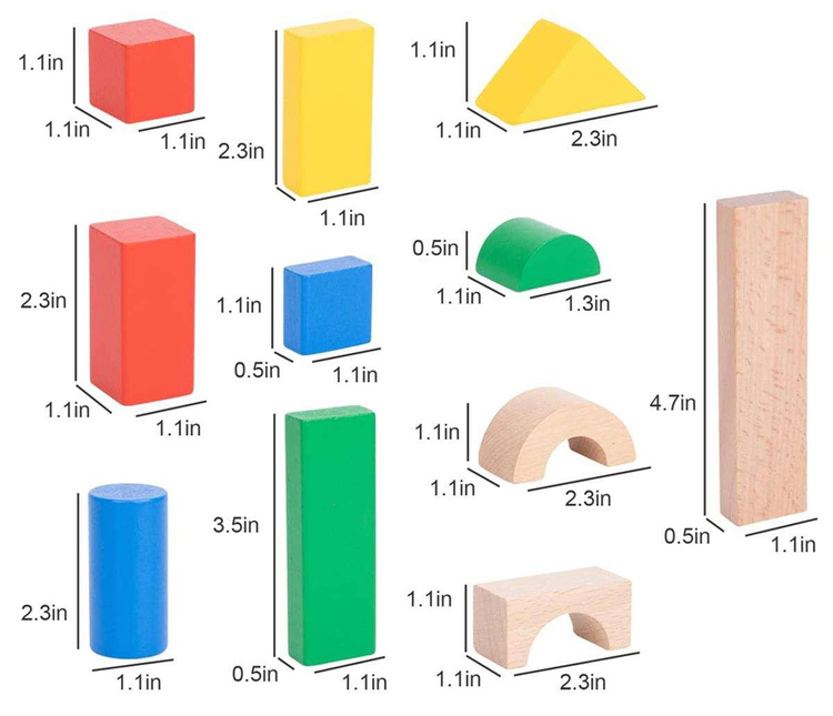 TOOKY TOY Drewniane Kolorowe Klocki Do Układania Figury Montessori