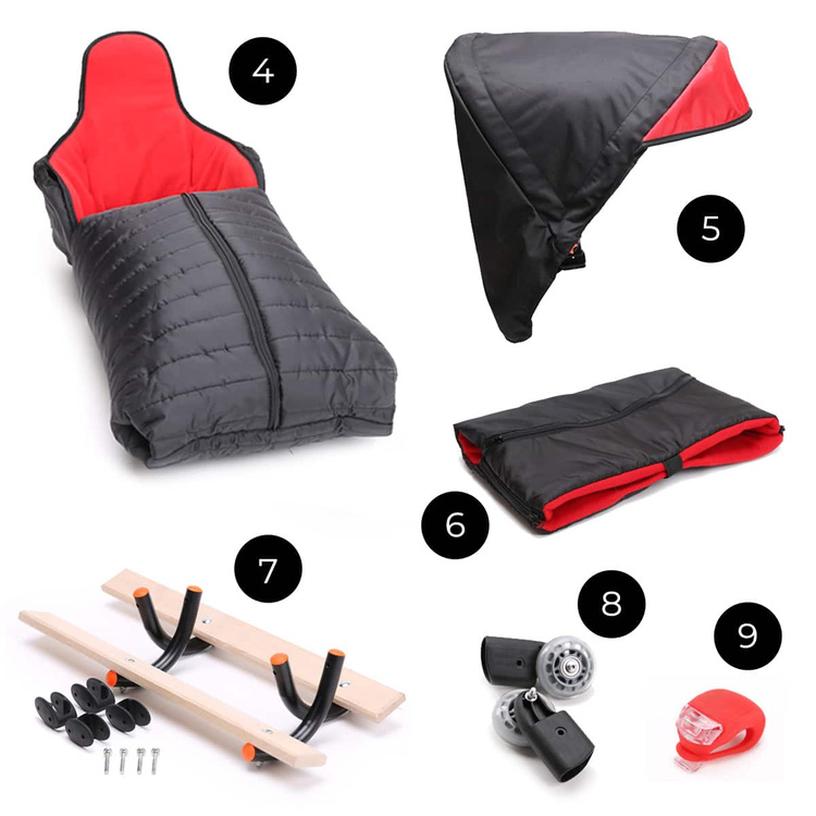 Sanki dziecięce teo&gigi SMART LINE z kółkami, podnóżkami i mufką #801