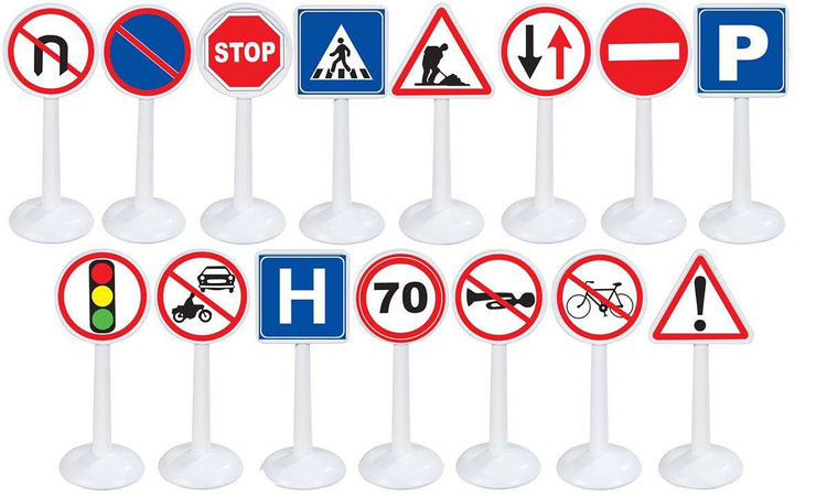 WOOPIE Zestaw Edukacyjny Mini Znaków Drogowych 16 el. + Samochodzik