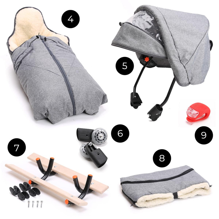 Sanki dziecięce teo&gigi ALL SEASONS z kółkami, podnóżkami i mufką #505