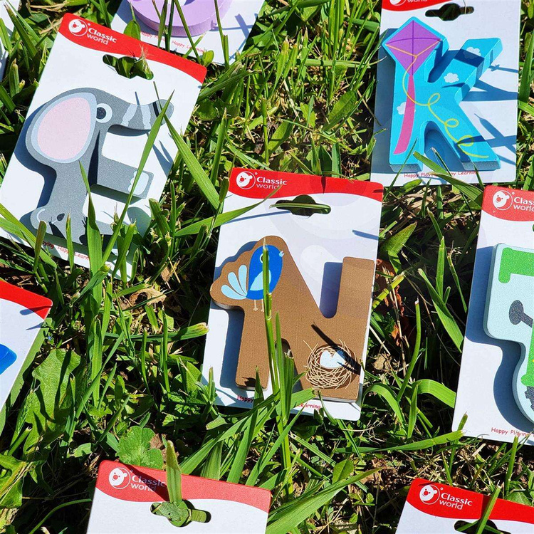 CLASSIC WORLD Drewniany Alfabet ZOO Farma Zestaw Literek 26 szt.