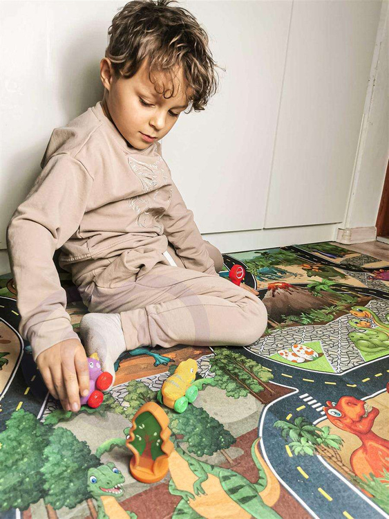 WOOPIE BABY Mata Droga dla Samochodzików Zestaw Dinozaury Auta + Znaki Drogowe