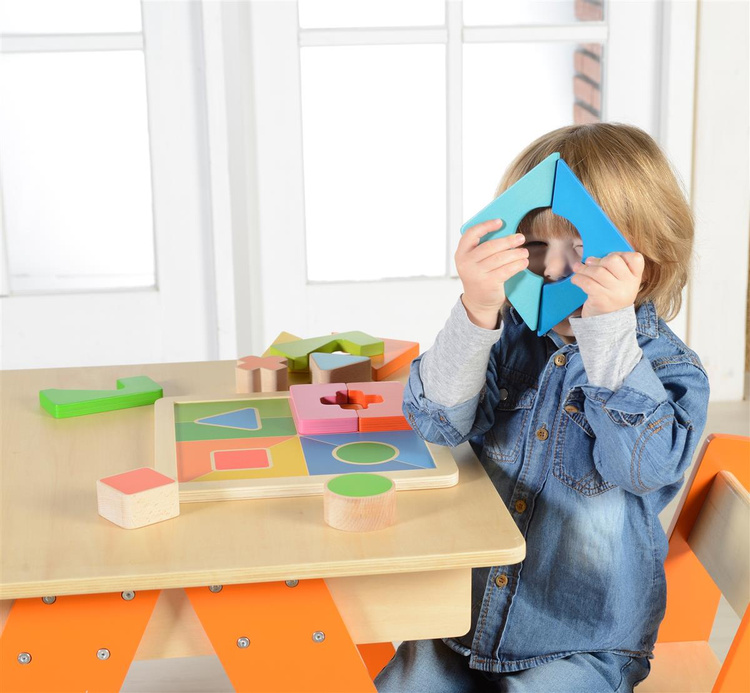 Drewniane Puzzle Geometryczne 12 Elementów Masterkidz