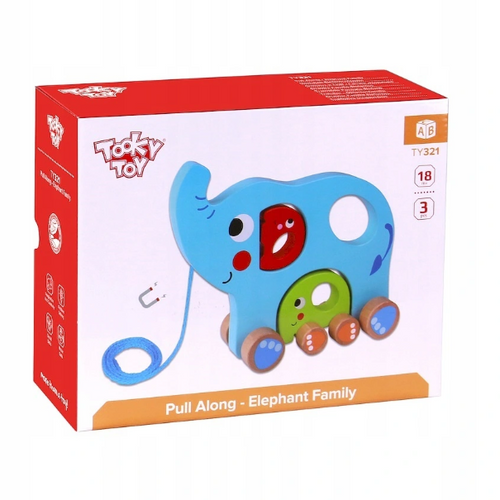 TOOKY TOY Rodzina Słoni Do Ciągnięcia Sorter 2w1 Zabawka Magnetyczna