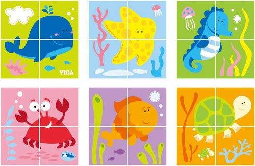 Drewniana układanka Morze Puzzle Viga Toys 4 klocki