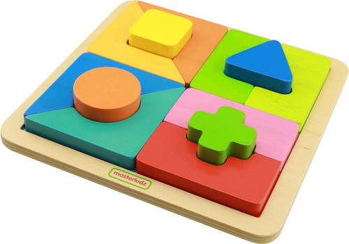 Drewniane Puzzle Geometryczne 12 Elementów Masterkidz