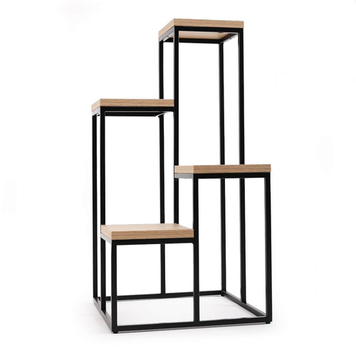 Kwietnik Loft metalowy Czarny Dąb Artisan CUBE Slim 4/70 