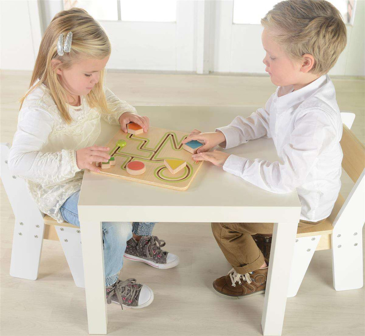 Labirynt Przesuwany Figury Geometryczne Drewniana Tabliczka Masterkidz Łamigłówka